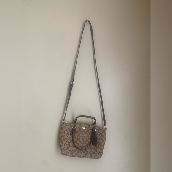 Coach Mini Kelsey Satchel In Signature Jacquard F27580 Brown tan crossbody - Picture 8 of 14